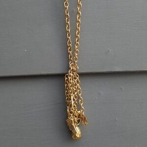 J Crew Chunky Link Charm Necklace Brass Super Cute